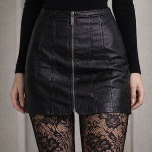 Free People Layla Vegan Leather Mini Skirt Black Size 2